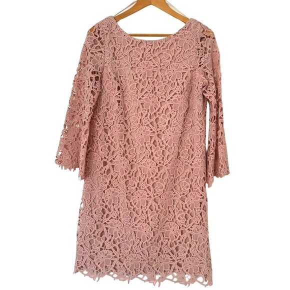 NWT 424 Fifth Lord & Taylor Knee-Length A-Line Lace Shift Dress Blush Nude Sz 8 - Picture 1 of 12